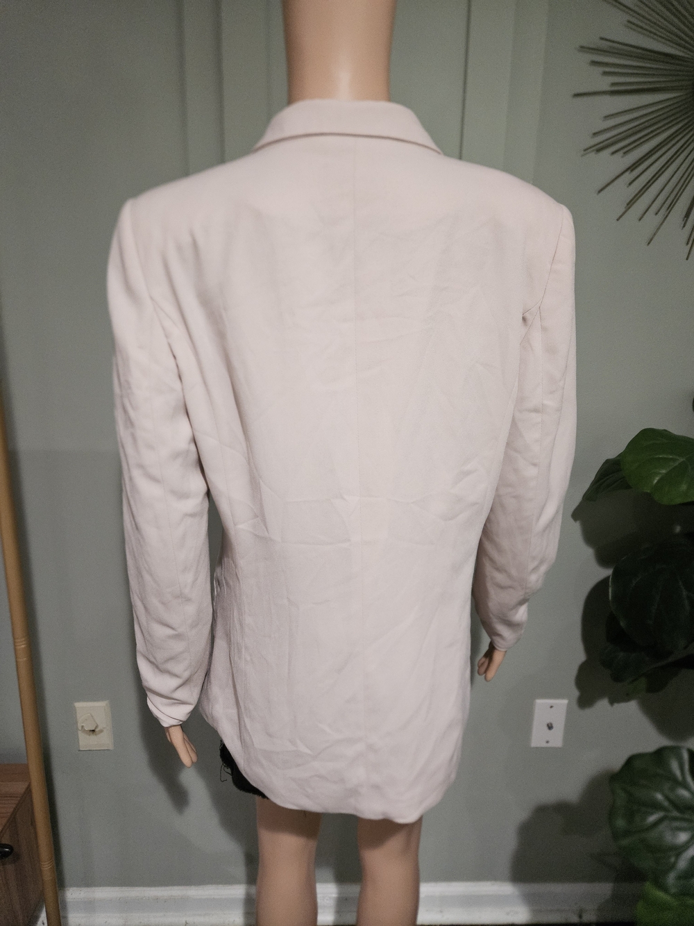 H&M Blush Pink Longline Blazer Open Front Minimalist Work Office Jacket US 12 - Picture 15 of 16